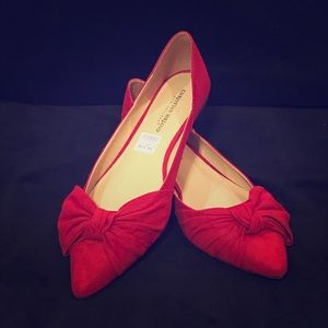 NIB Christian Siriano red bow flats - size 12 W